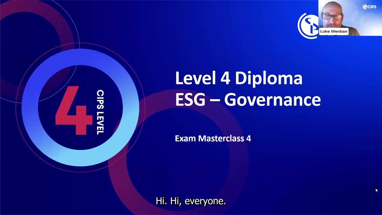CIPS Level 4 Diploma ESG Governance Exam Masterclass 4