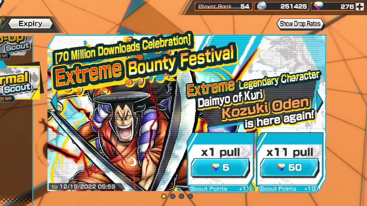 250 Gems Kozuki Oden Summon OPBR-ONE Piece Bounty Rush