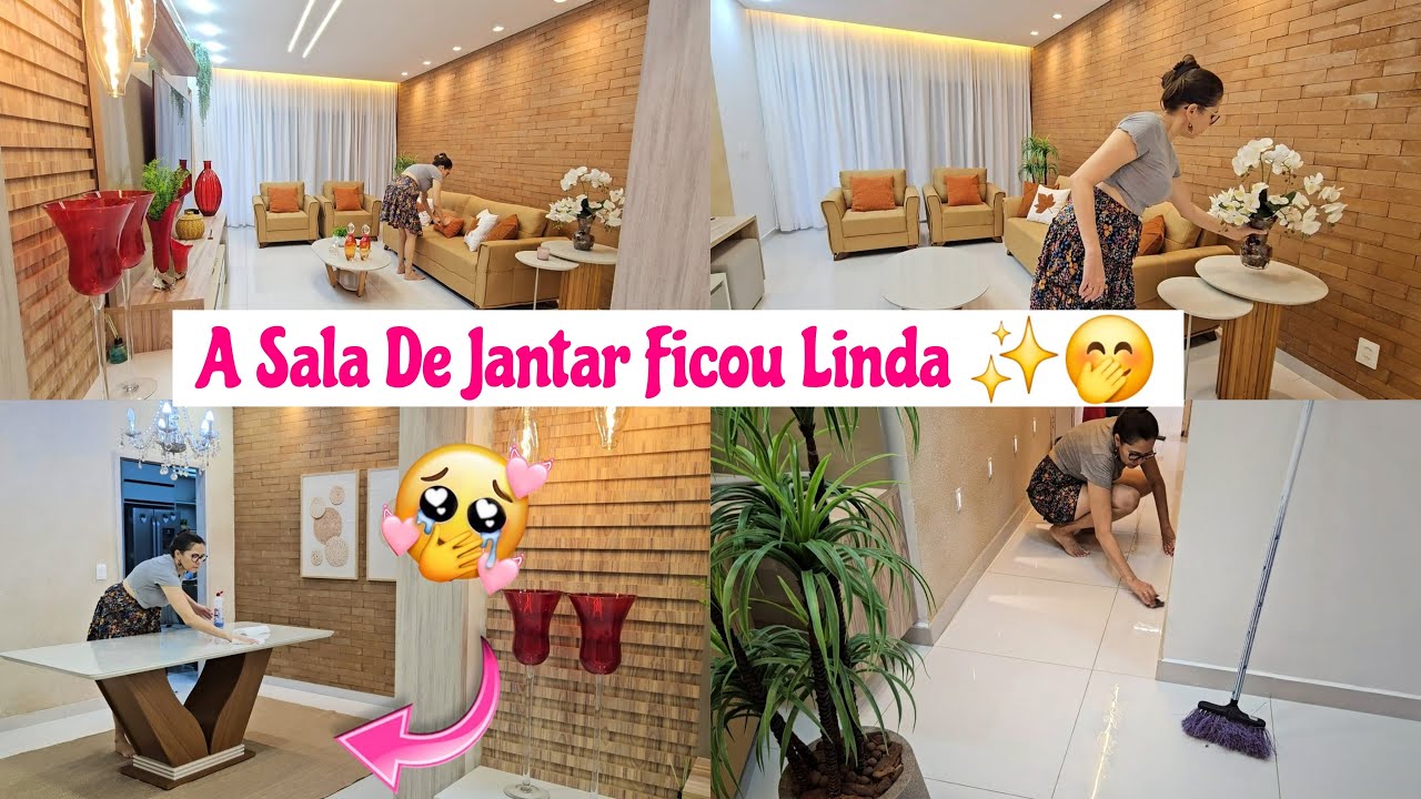 FAXINAMOS , DEPOIS COLOQUEI TAPETE NA SALA DE JANTAR , ACHEI QUE FICOU UM LUXO DE LINDA