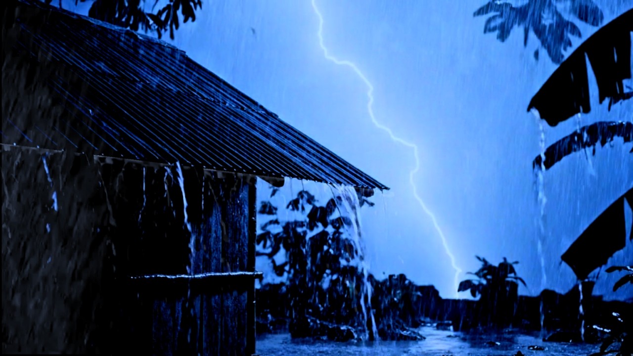 Rain on a Tin Roof for Sleeping 24/7, Deep Sleep with Heavy Rain & Thunder on Metal Roof at Night