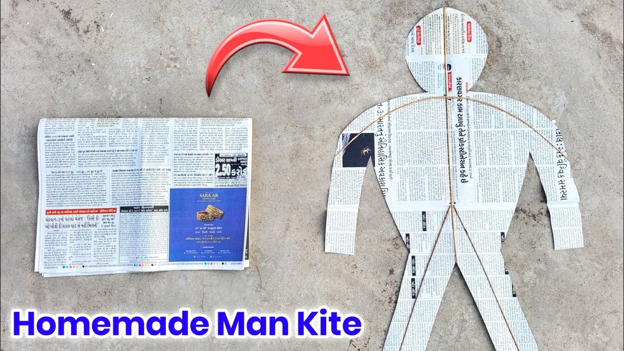 Newspaper Man kite making , how to make man kite , newspaper kite making , patang kese banate he
