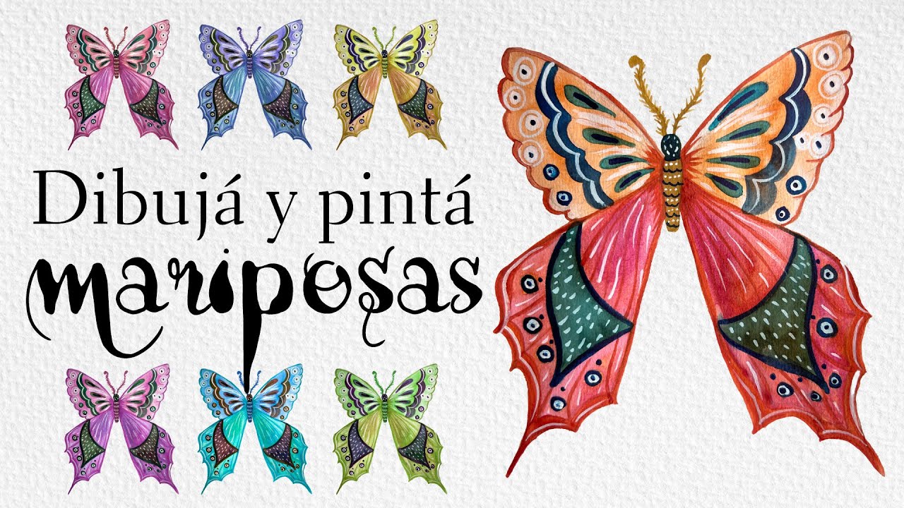 Dibujar y pintar MARIPOSAS 🦋 FÁCIL con acuarelas 🎨​ paso a paso