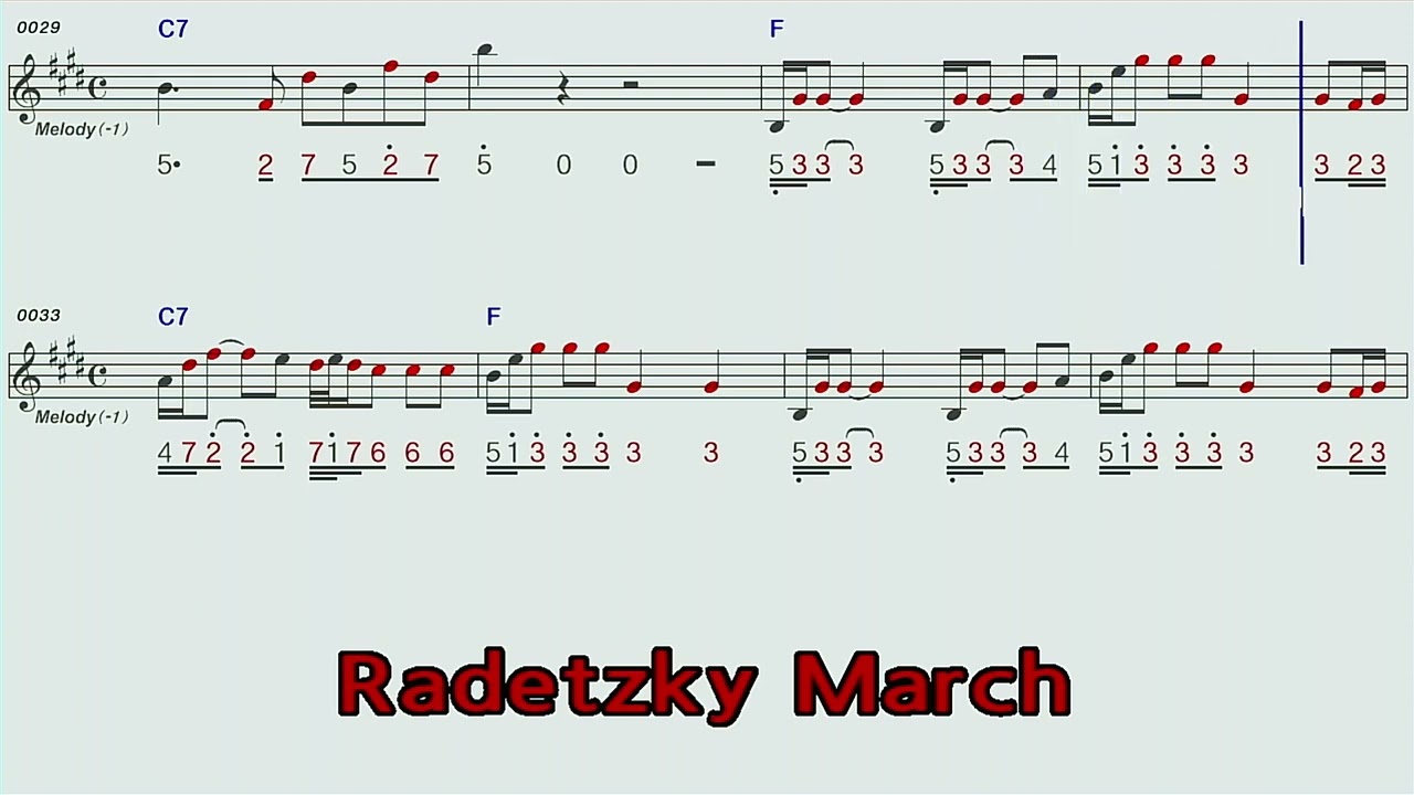 RadctzkyMarch(라데츠키행진곡)A#(Bb)하모니카 숫자악보 mr
