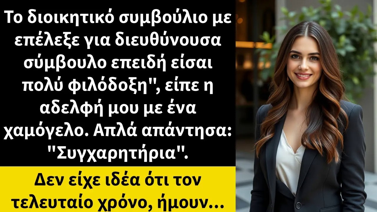 Το διοικητικό συμβούλιο με επέλεξε για διευθύνουσα σύμβουλο επειδή είσαι πολύ φιλόδοξη,
