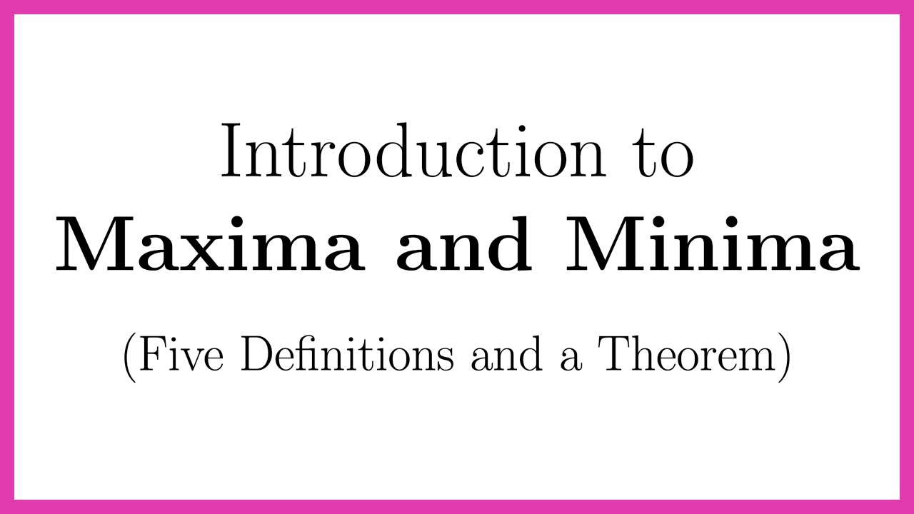 Introduction to Maxima and Minima for Calculus