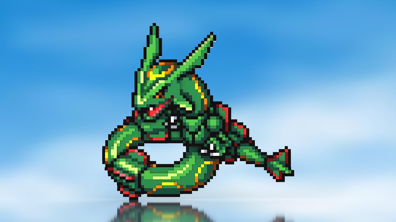 Pokemon Mystery Dungeon: Explorers of Sky - Rayquaza 3D Model Paint TIMELAPSE