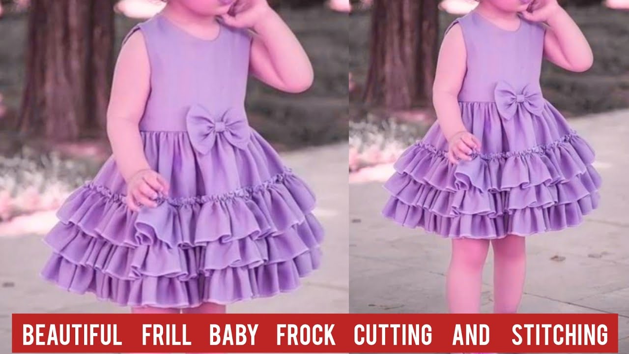 Beautiful Frill Baby Frock Cutting And  Stitching/Baby Frock Design