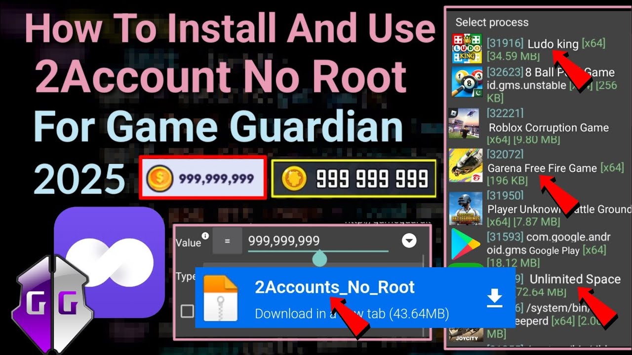 How To Install And Use Game Guardian in 2Account No Root Any Android || 2025