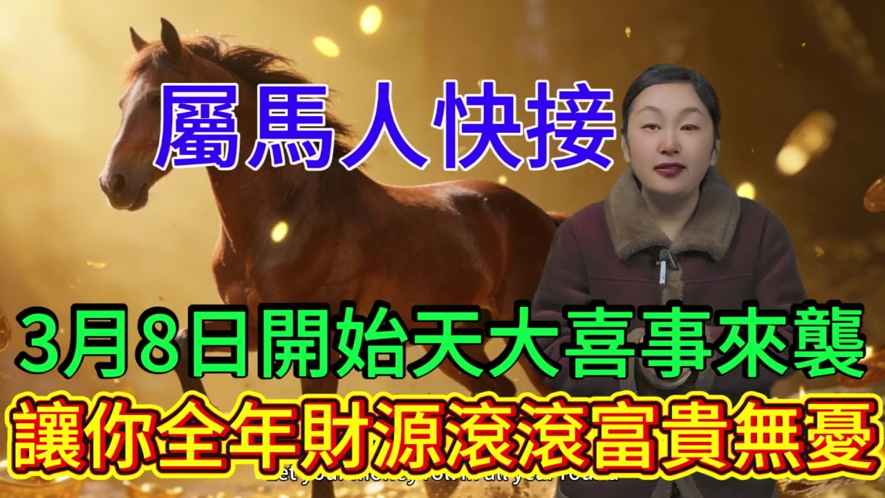 太驚喜！屬馬人快接 3 月 8 日開始 全年最旺的一波喜事已送達！將徹底改寫你今年的運勢走向！讓你全年財源滾滾！#運勢 #感情 #風水 #家居風水宜忌 #補財庫旺財氣 #財富