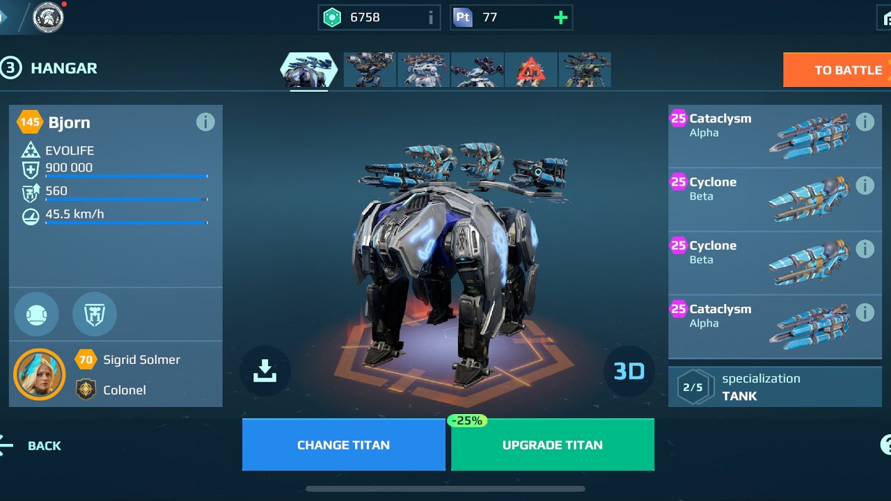 Bjorn Cyclone Cataclysm | War Robots Gameplay 