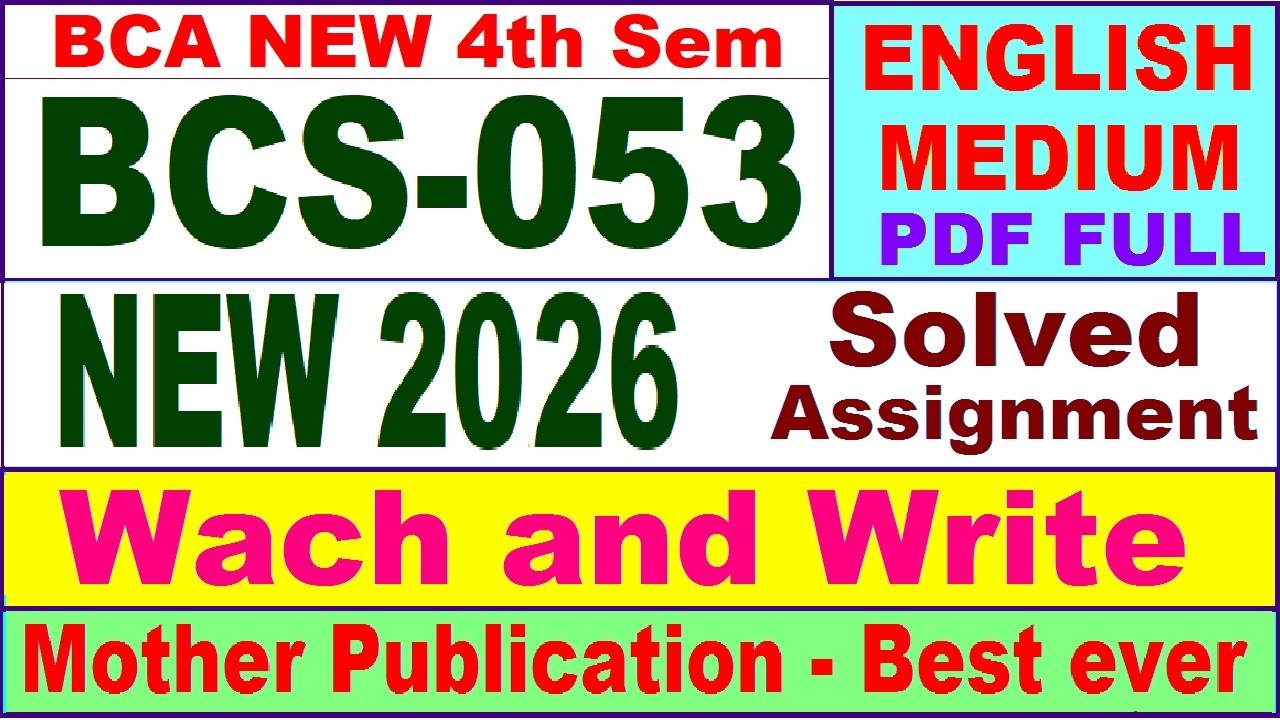BCS 053 solved assignment 2026 || bcs 053 solved assignment 2025-26 || ignou bcs53