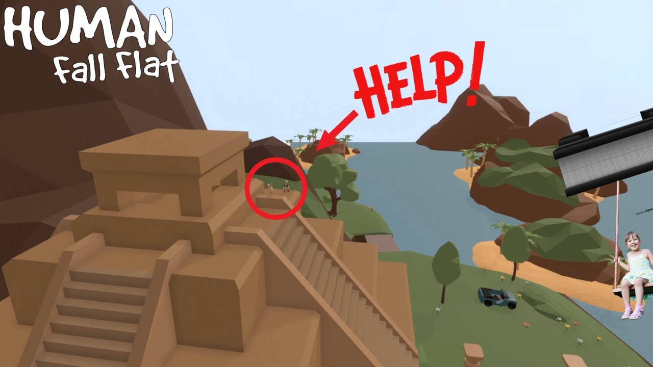 We crashed on a lost island and had to find a way off.(Human Fall Flat)
