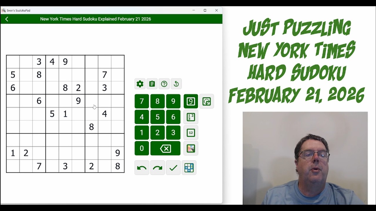 New York Times Hard Sudoku February 21 2026