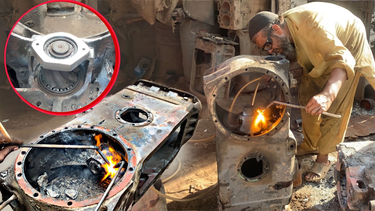 Repairing Tractor Broken Cast Iron Transmission Housing With Flame Spray Welding
