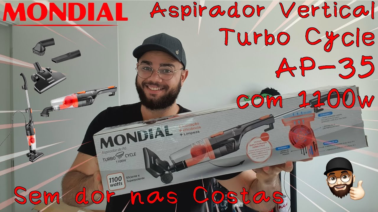 🔥ASPIRADOR VERTICAL MONDIAL TURBO CYCLE  AP-35 - LIMPANDO A CASA SEM DOR NAS COSTAS - REVIEW