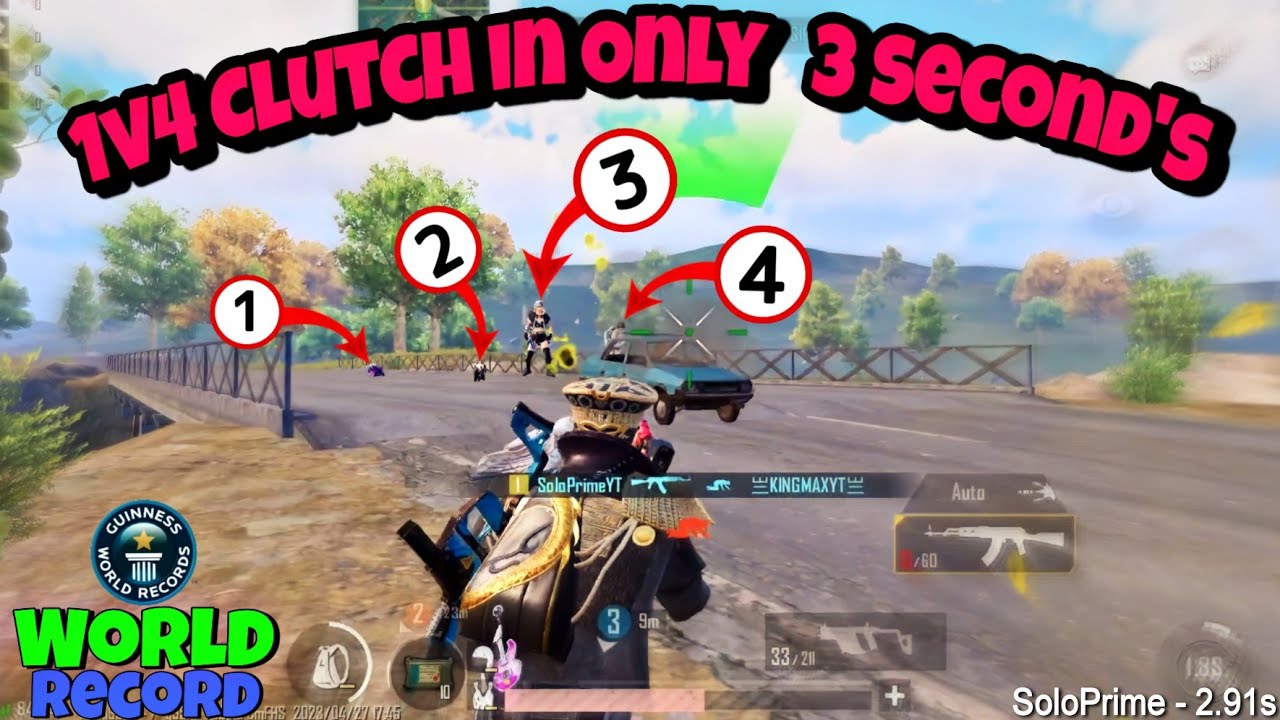 Fastest 1v4 in Just Only 3 Second's 🤓 &bull;SoloPrime |  Fastest Squad Wipe | 1v4 Clutch | Quick Clutch