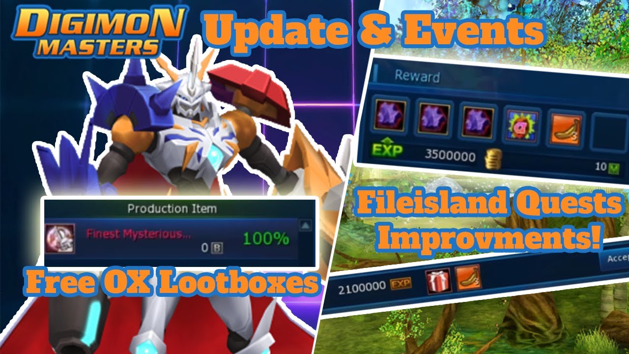 DMO Update & Events : Free OX Lootboxes - FileIsland Quests Update & More Digimon Masters Online