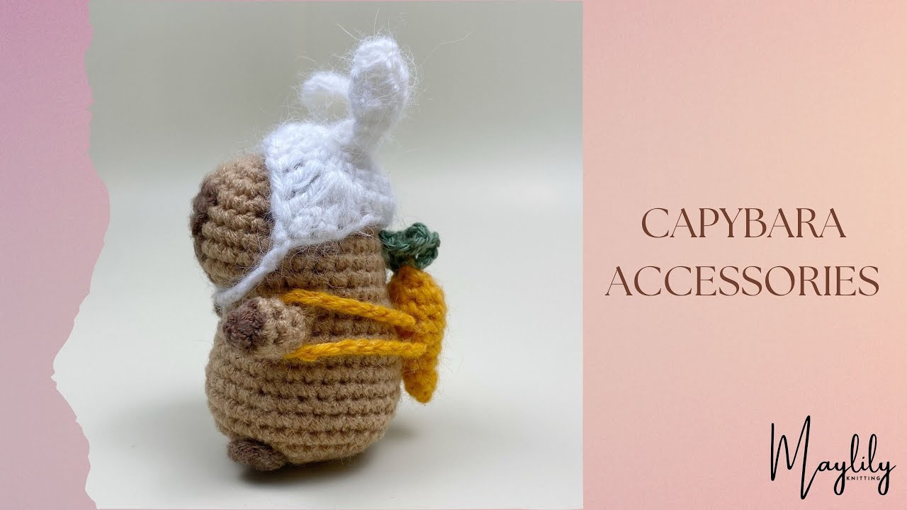Crochet Capybara Accessories: Strawberry, Bunny, Carrot & Bear