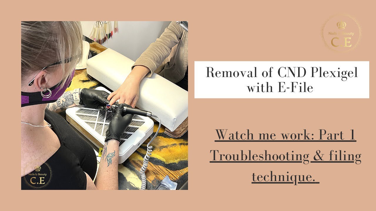 CND Plexigel removal with E-File & Filing Technique