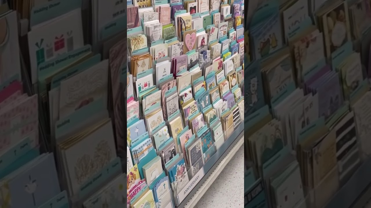 STAGGERING MIXED GREETING CARDS AT STORE