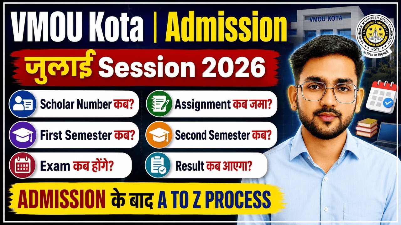 VMOU Kota Admission July Session 2026 | Scholar Number, Assignment, Exam, Result & A to Z Process