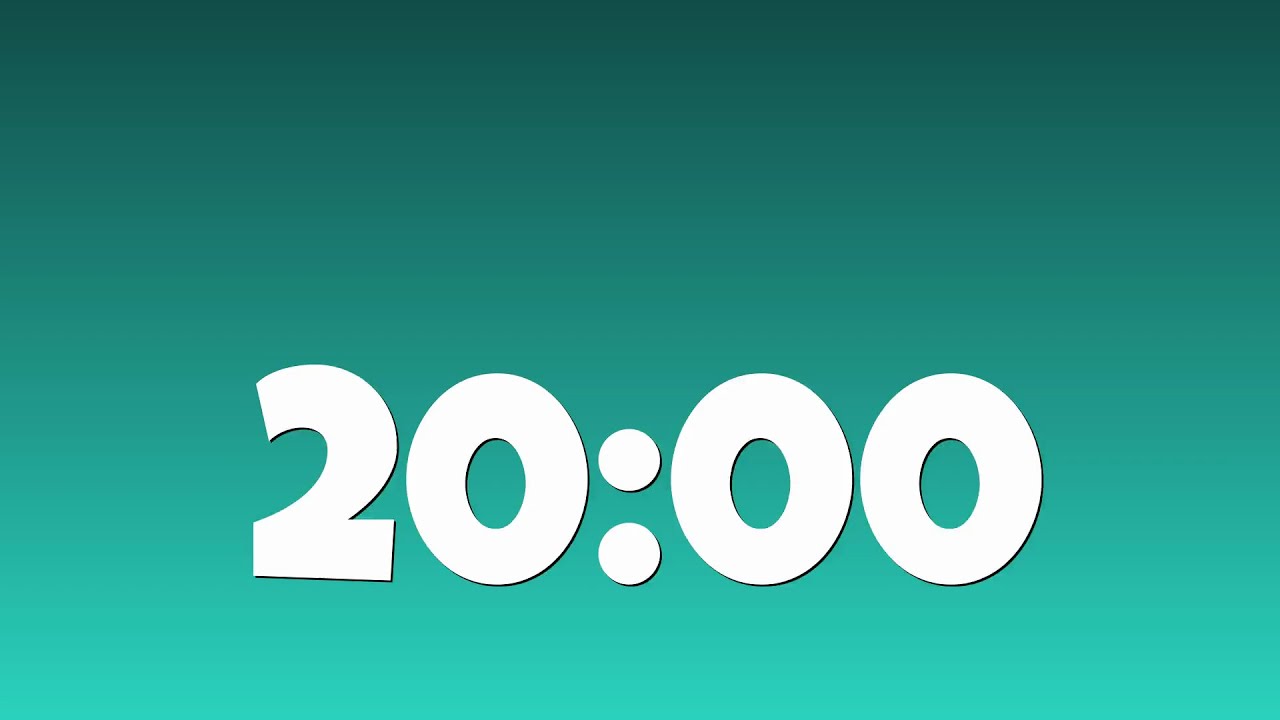 20 Minute Classroom Timer | Teal Aqua Gradient, Low Distraction