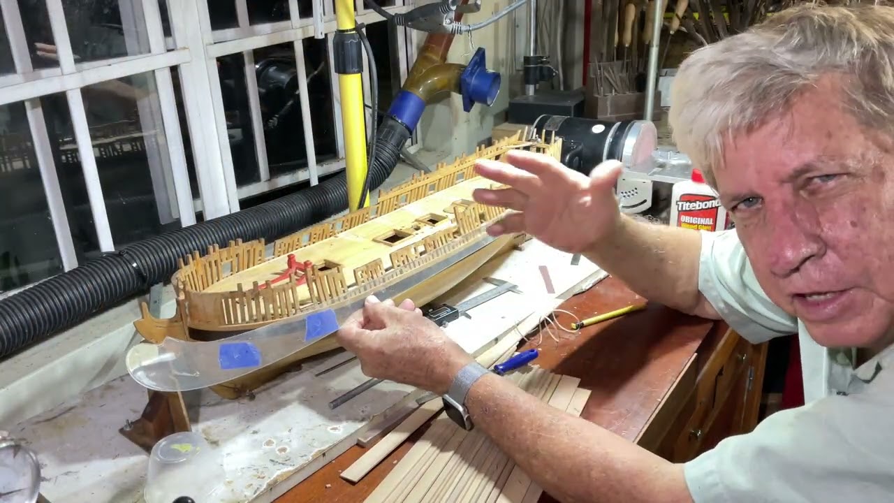 Video 104. HMS Thorn. Installing strake 24. Cleaning up the gun ports.