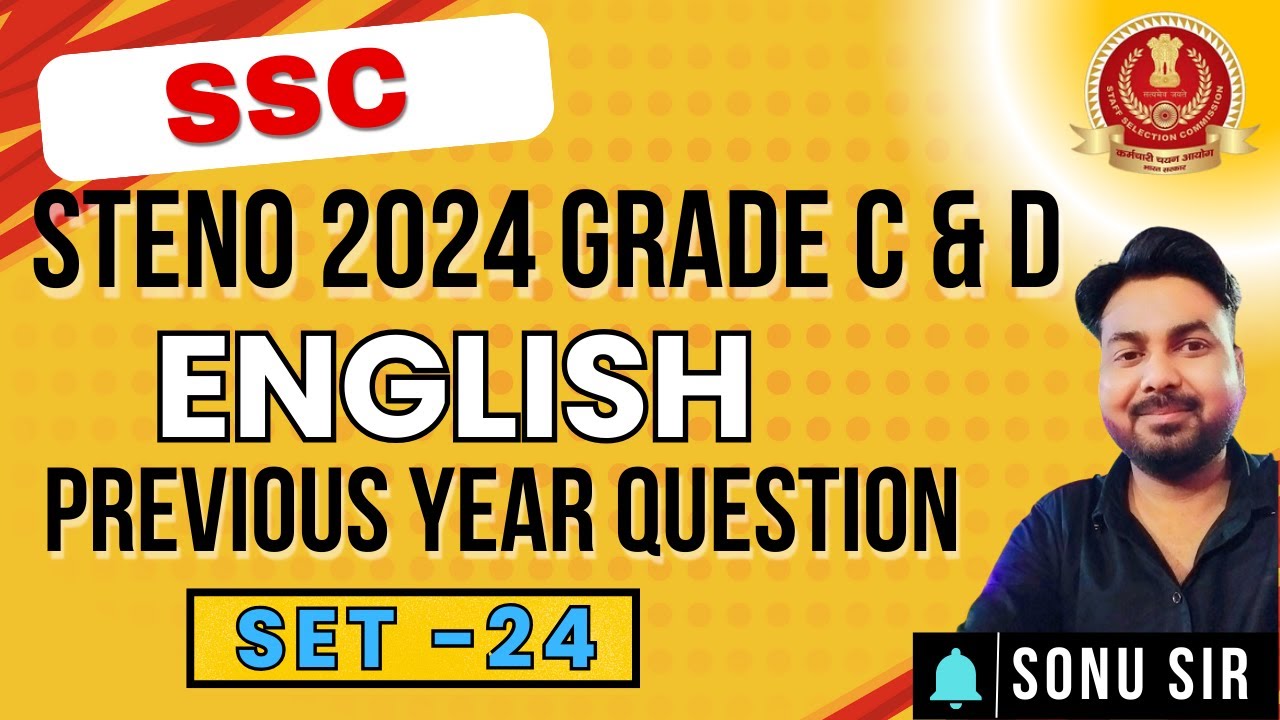 SSC Stenographer 2024 ENGLISH |Set-24 |Previous Year Paper | English by Sonu Sir