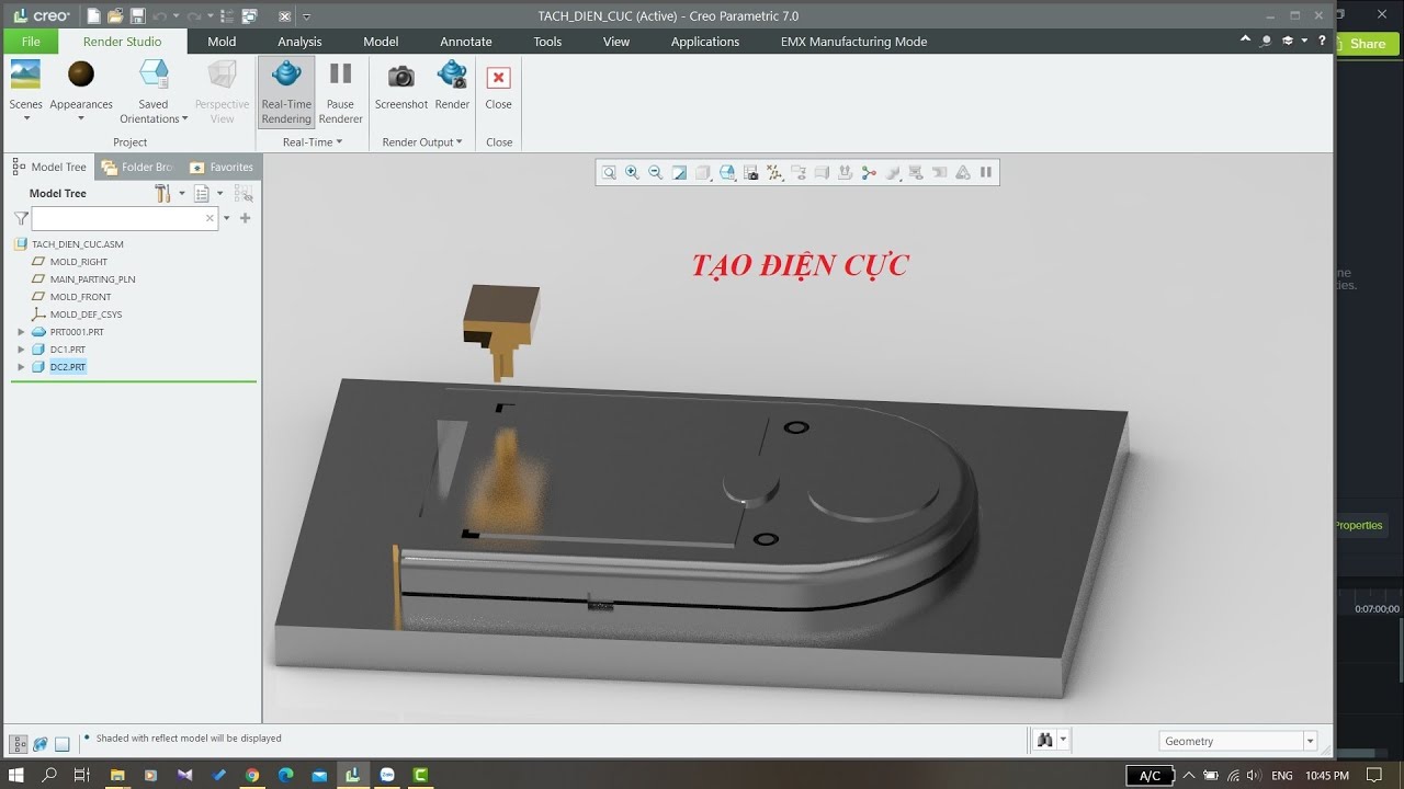 [CREO TUẤN NGUYỄN] Plastic Mold - Bài 16: Tạo điện cực EDM trên Creo Parametric.