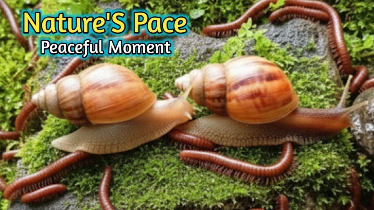 Nature’s Pace: Peaceful Moments with a Millipede and Snail Colony 