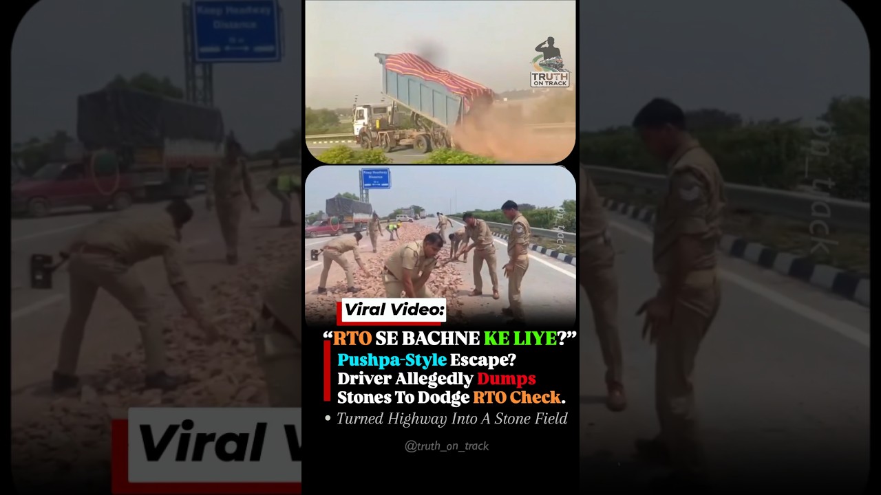 Pushpa-Style Escape? Driver Allegedly Dumps Stones On Highway To Dodge RTO Check #shorts