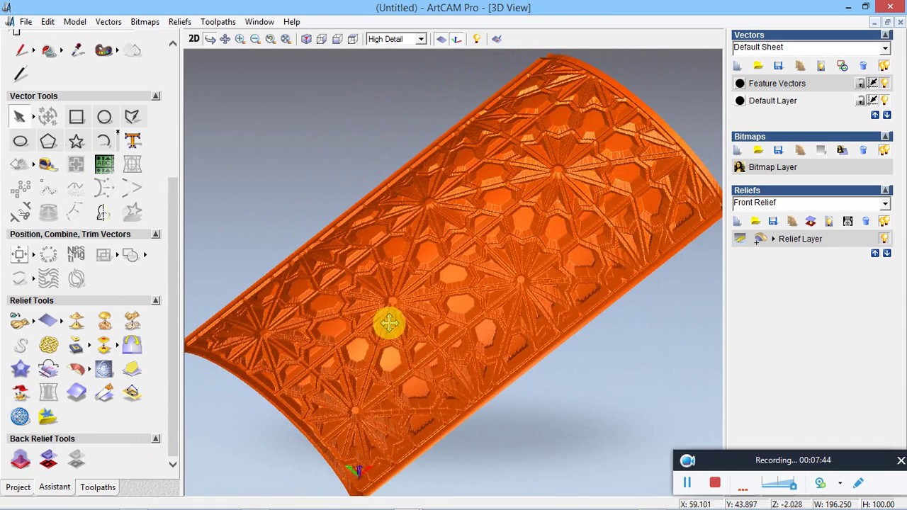 2- طريقة عمل تصميم ثلاثى الأبعاد وتقليل زمن التشغيل باستخدام Artcam 2008 - Extrude –Feature Mach