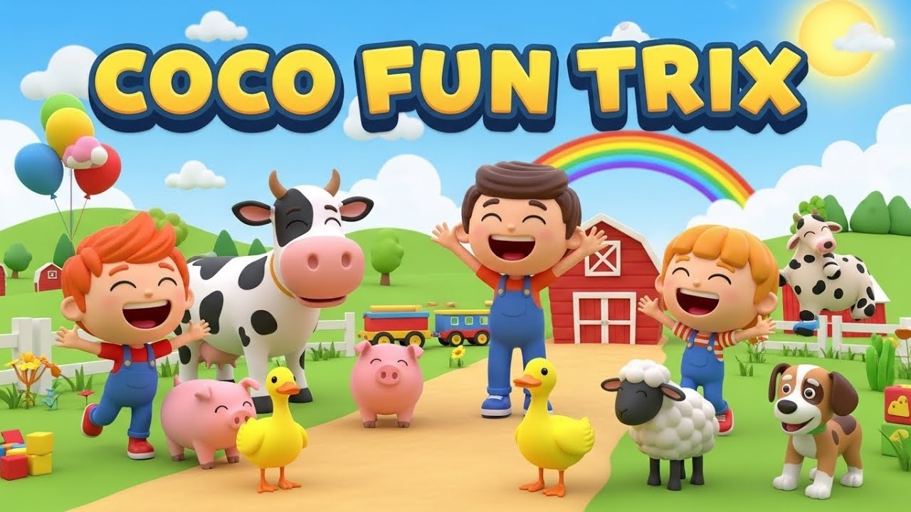 Fun 3D Farm Adventure for Kids | Coco Fun Trix Cartoon Animals & Kids Playtime! 🐶🐷🐮