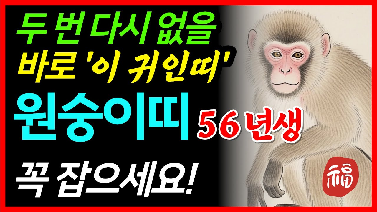2026년 1956년생 원숭이띠, '이 세 사람'만은 제발 곁에 두세요! 딱 3사람만 기억해도 상상도 못한 대운을 얻습니다 56년생 원숭이띠를 위한 황금빛 선물 #재물운 #띠별운세