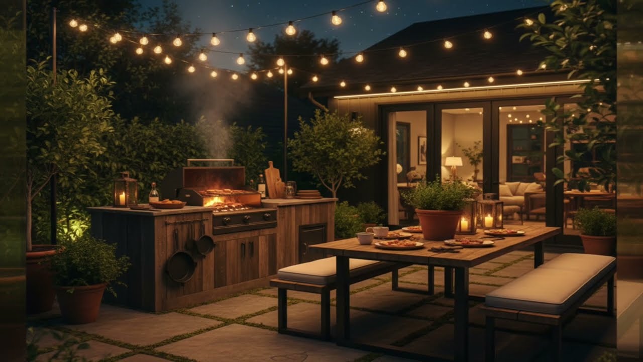 Luxury Pergola with Grill | Modern Outdoor Living Design