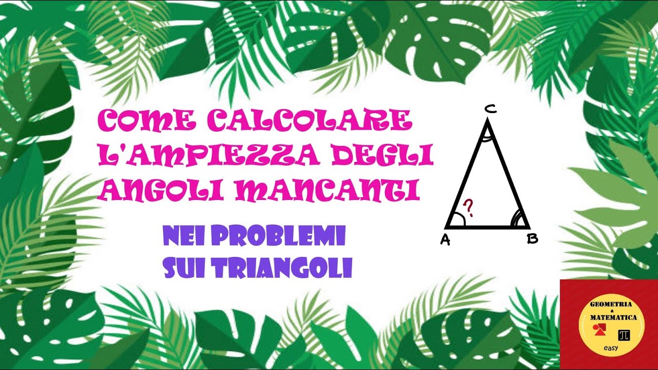 COME CALCOLARE AMPIEZZA DEGLI ANGOLI NEL TRIANGOLO!!!! (1&deg; media)