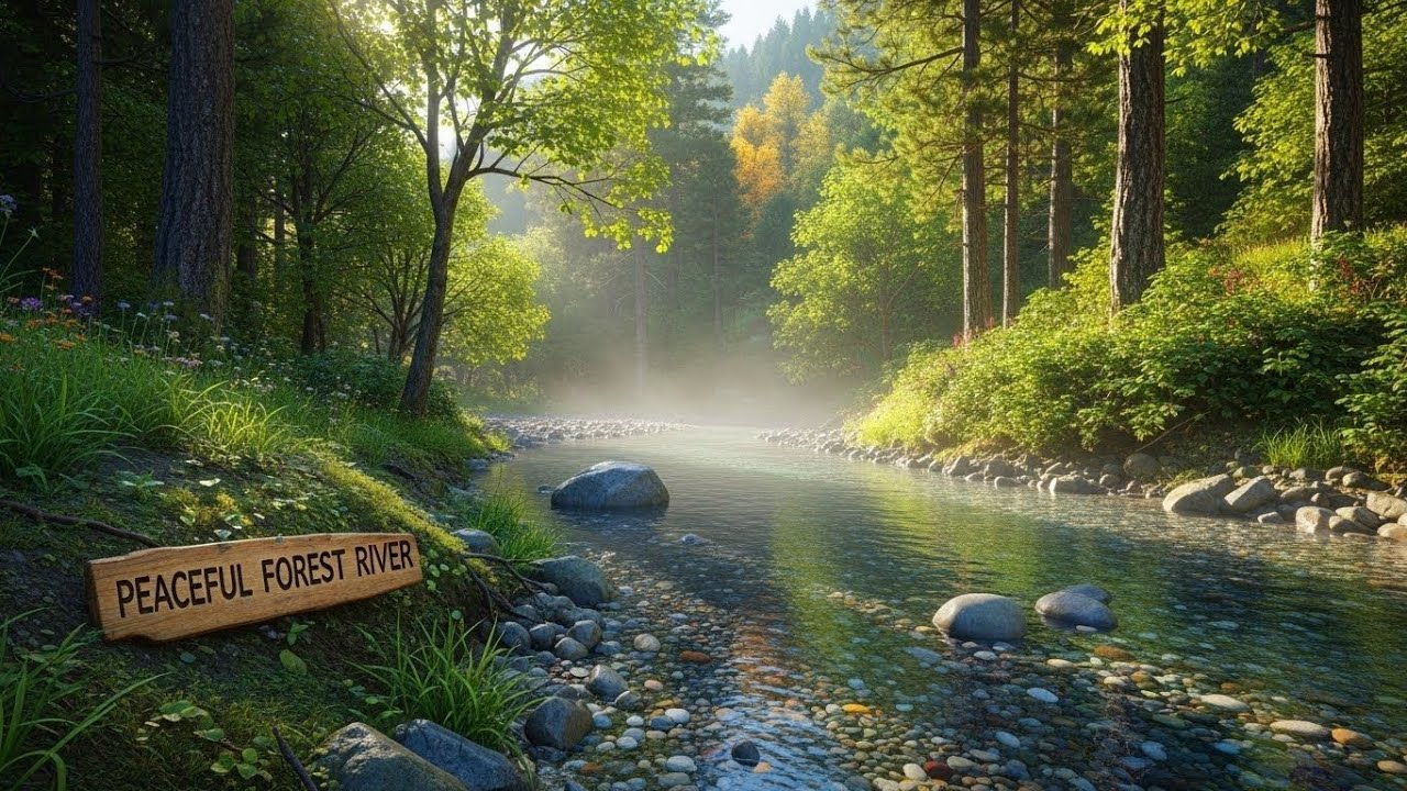 Peaceful River and Forest Ambience 🌊🌲 Flowing Water and Trees for Deep Sleep #2640