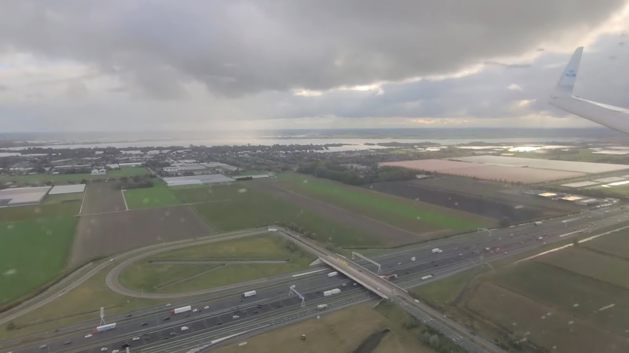 Landing in Amsterdam during rain showers