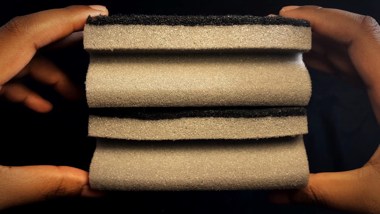 Dry crispy long kitchen sponges ripping 🖤 // ASMR SPONGE RIPPING