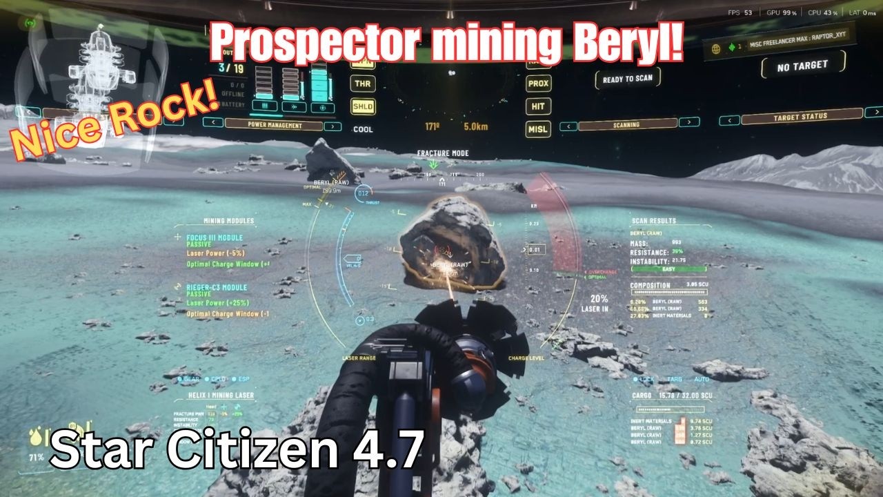 Prospector Beryl Mining on Wala! | Raptor X | Star Citizen 4.7 Live