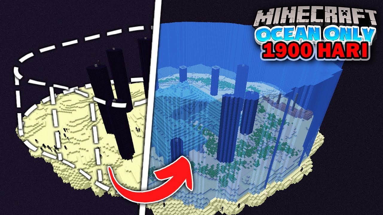 1900 Hari di Minecraft tapi Ocean Only❗️MEMINDAHKAN OCEAN MONUMEN KE THE END❗️