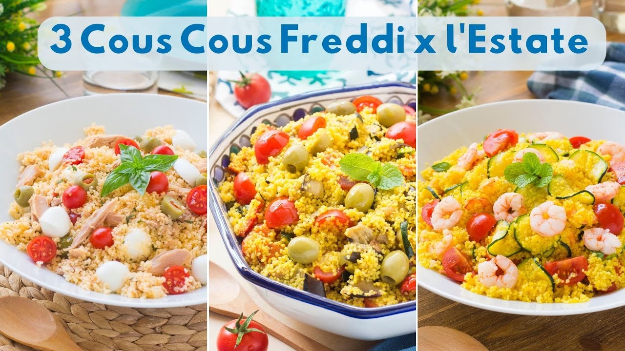 3 Ricette di Cous Cous Freddo Per l'Estate - Verdure 💙 Tonno e Pomodorini 💙 Zucchine e Gamberetti 💙
