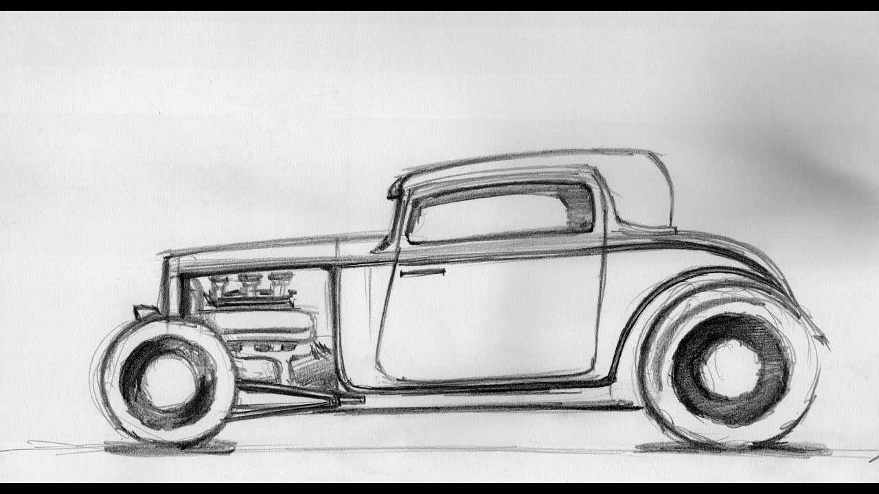 How to draw a car - Hot rod Sketch 18.08.2014