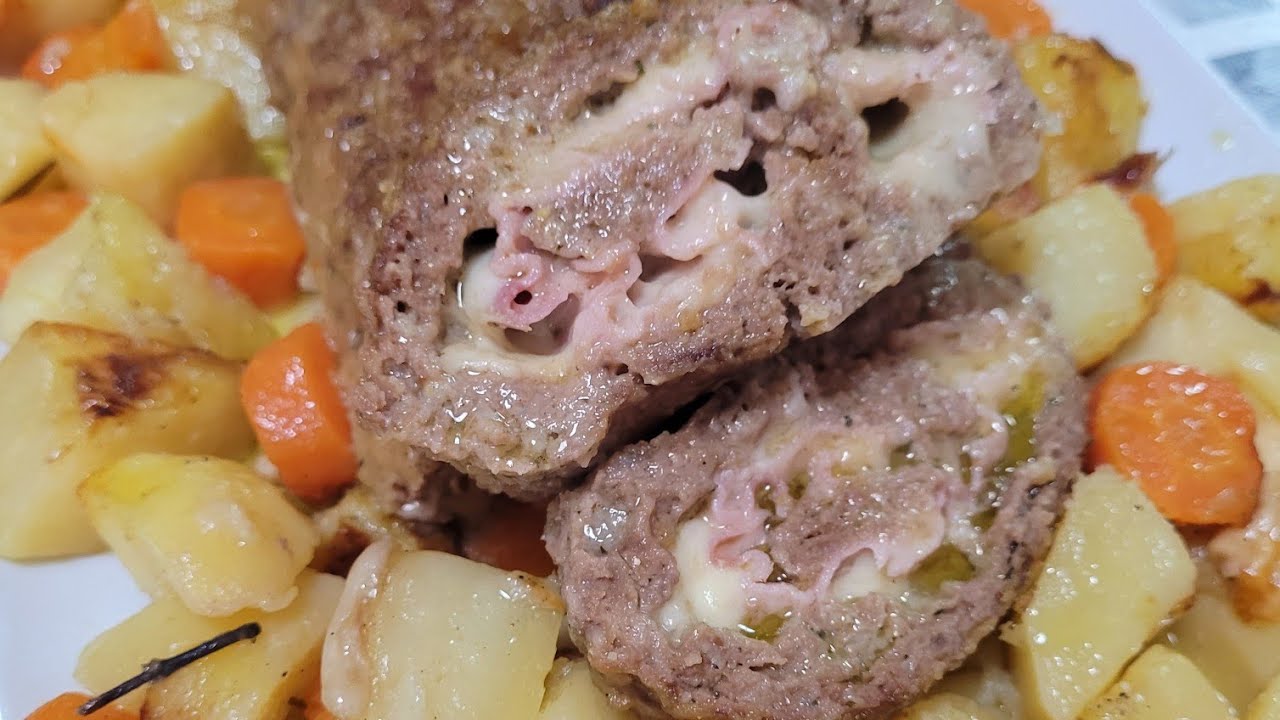 POLPETTONE GOLOSO AL FORNO CON LE PATATE E LE CAROTE