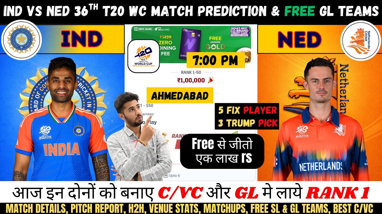 IND vs NED Dream11 Team, IND vs NED World Cup 34th Match T20I Prediction,India vs Netherland Dream11