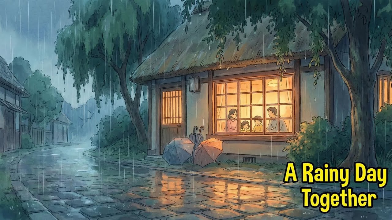 Happiness begins from home/ English Ghibli Style story/Simple Rainy Day 