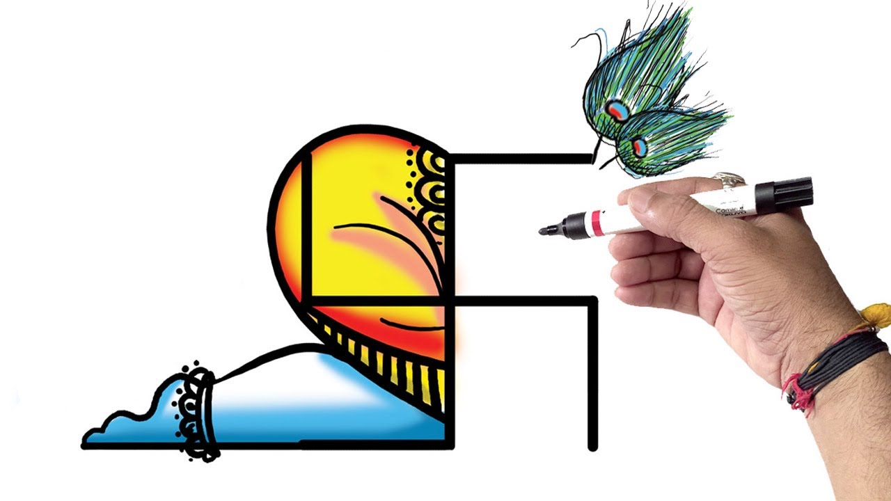 Swastik into Bal Krishna Drawing - स्वस्तिक से माखनचोर कान्हा जी Drawing बनाए और Shri Krishna ji