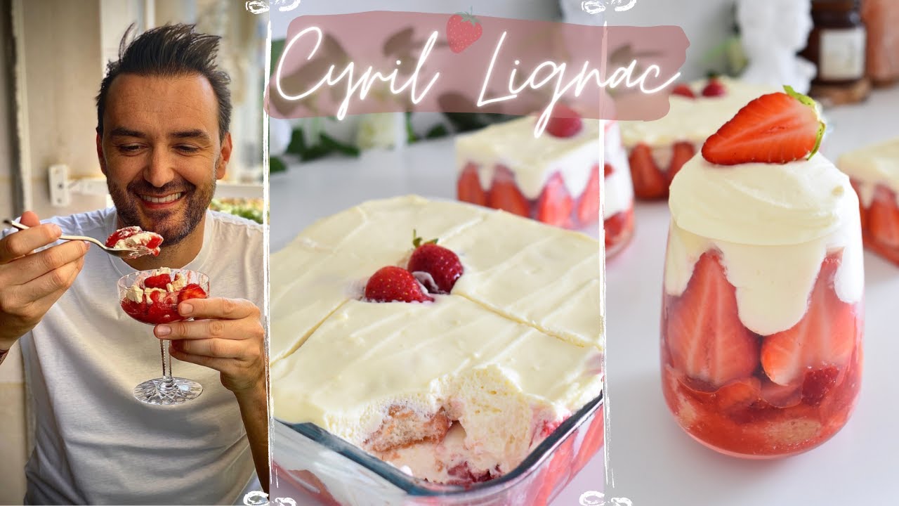 TIRAMISU aux Fraises de CYRIL LIGNAC en 10 Min ! 4 Ingrédients 🍓 DÉLICIEUX ! Recette Facile