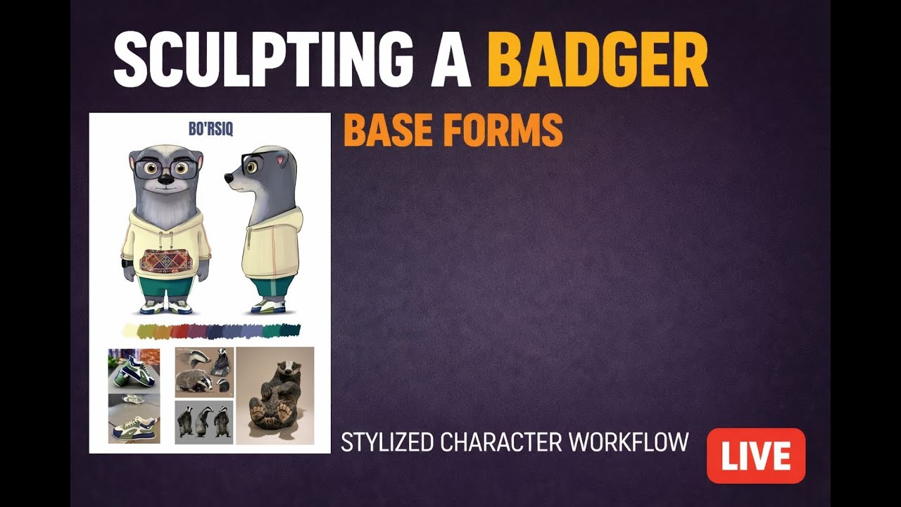 Sculpting the badger - Borsiq (animation-ready character of Lola Animation UZ)