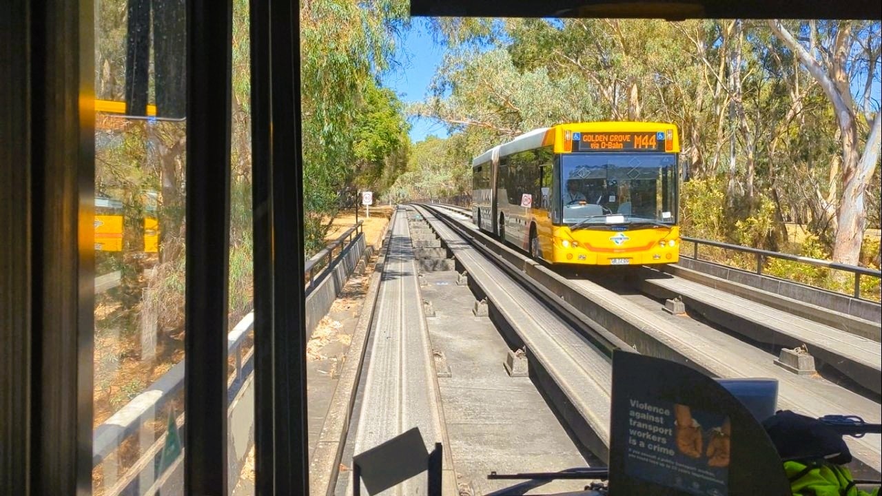 Riding on the O-Bahn – The Bus that likes being a Tram - Adelaide - South Australia 